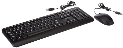 Lenovo 160 Combo tastiera e mouse cablati | Esoscheletro impermeabile | Tasti a prova di spruzzi | Mouse full-size da 1600 DPI | Ruota di scorrimento antiscivolo | Supporto