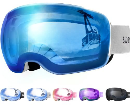 Supertrip Ski Goggles for Men Womens, Interchangeable Lens skiing goggles, Anti-fog Over Glasses Snowboarding Goggles Snow Snowboard Goggles