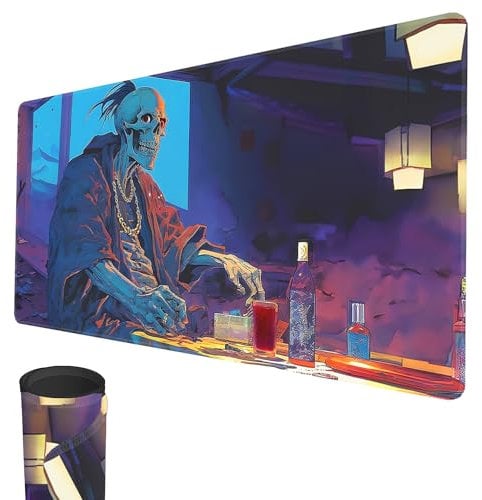 MTG Playmat, 24 x 14 TCG Game Play Mat Stitched Edges Trading Card Game Playmats with Storage Bag Smooth Rubber Surface Battle Game Mat (Tavern Skull)
