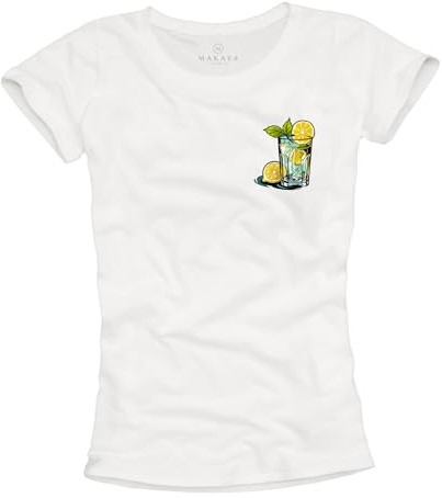 MAKAYA Sommer Oberteile Damen Gin Tonic T-Shirt Gläser