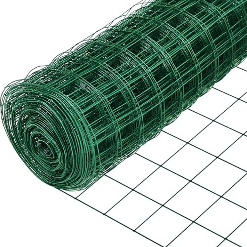 Gisafai PVC Coated Welded Wire Fence 3 ft x 100 ft 16GA Garden Border Fencing Roll for Dog Border Yard Vegetable Plant Protection Poultry Netting(Green)