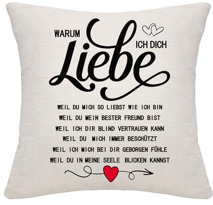 Bommex Ich Liebe Dich Geschenke für Mädchen Frauen Geschenke Kissenbezug für Freund Freund Frau Ehemann Geschenk für Sie ihn Geburtstag Geschenk Weihnachten Geschenk (Stil-3)