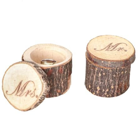 Miss Lovely Ringboxen zur Hochzeit MR & MRS Ring-Kissen Alternative aus Holz - Hochzeit Deko-Accessoires Hochzeits-Deko Schmuck-Aufbewahrung Ehe-Ringe Trauung 2 Stück