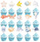 ENLACE 36 Stück Meerestiere Cupcake Topper,Ozean Thema Tortendeko Geburtstag,Unterwasserwelt Deko Kuchen,Fisch Muffin Deko Seepferdchen Cupcake Deko für Geburtstag Taufe Baby Shower