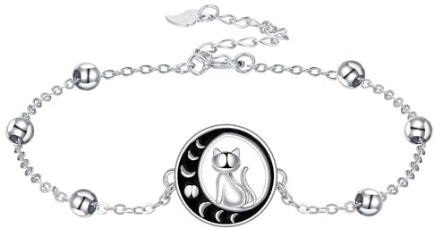 Micory Katzen Damen Armband 925 Sterling Silber Katze Anhänger Armbänder Schmuck Geschenk für Mädchen Frau Mutter Tochter