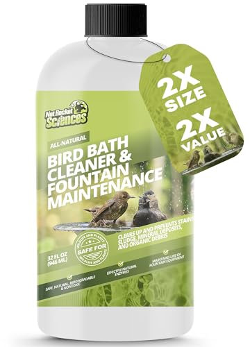 32oz Bird Bath Cleaner, Cleans 160 Gallons of Water, Ideal Fountain Cleaner Safe for Birds, Bird Bath Fountains Clarifier, Liquid Birdbath and Fountain Maintenance, Promotes Clean & Clear Water