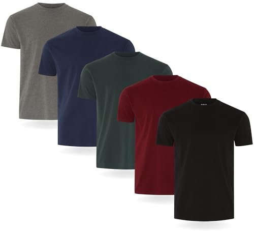 FM London 3/5-Pack Mens T Shirt - Premium Weight T-Shirts for Men with Lightly Fitted Design - Super Soft - Made with 100% Cotton - Stretch Fit for Any Occasion - Durable Comfort Fit