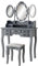 Vicco Schminktisch Diana, Kosmetiktisch mit Spiegel, Grau, 85 cm mit Beleuchtung und Hocker
