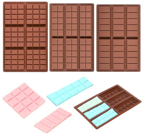 Fyfjur Silikon Schokoladenform Tafel, 3 Stück BPA-Frei Silikonform Schokoladentafel, Schokolade Selber Machen Set, Schokoriegel Form, 3 Spezifikationen