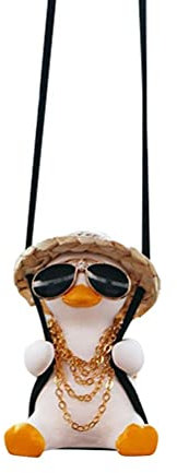 Yctze Schaukel Ente Auto Spiegel Schaukel Ente Auto Hängen Ornament Ente Auto Spiegel Niedlichen Auto Rückspiegel Anhänger Schaukel Ente für Auto Dekoration Ornament (Yellow)