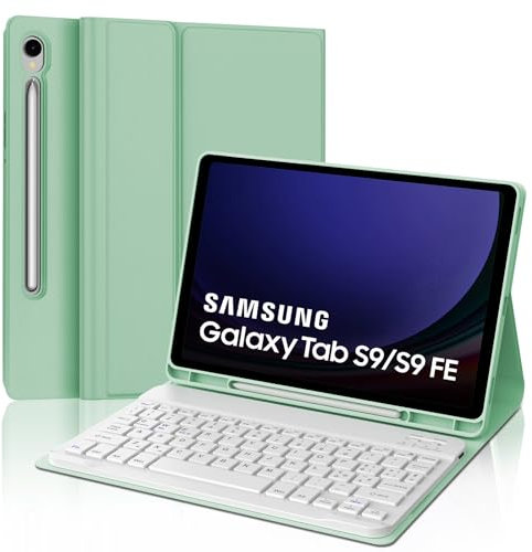 Custodia con Tastiera per Samsung Galaxy Tab S10FE 10.9 2025/S9 FE 10.9 2023/S9 11 2023, Italiano QWERTY Tastiera Bluetooth Staccabile per Samsung Tab S10FE/S9 FE 10.9/S9 11, Verde Chiaro