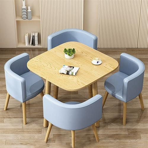 LHXLSH Quadratischen Tisch Esstisch-Set Besprechungstisch Besprechungstisch Mit Stühlen, Verkaufsbüro, Raum-Esstisch-Set Geeignet für Die Lounge Büro(Blue)