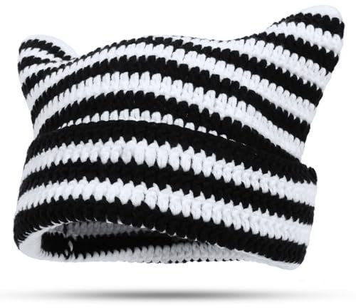 Axinyijia Cat Beanie Damen Winter Katzenohren Mütze Katze Ohr Beanies Mütze mit Ohren Winter Strickmütze für Damen Mädchen