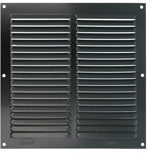 Amig - Quadratisches Aluminiumgitter | Lüftungsgitter für Luftauslass | Ideal für Decken in Küche und Bad | Maße 200 x 200 mm | Farbe Schwarz