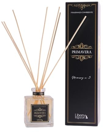 Liberty fragranze - Primavera - Fragranza Ambiente di Lusso - Essenza dei Ciliegi di Osaka - Note di Rum, Fiori di Ciliegio e Sandalo - Profumazione d'Ambiente - Diffusore con Bastoncini - 200ml