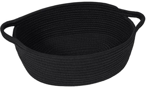 TIMEYARD Aufbewahrungskorb, Korb Geflochten, Geschenkkorb Leer, Spielzeug Korb, Baumwolle Organizer Korb für Windeln, Handtücher, Snacks, Hundespielzeug, Osterkorb, 30 x 20 x 12 cm, Schwarz