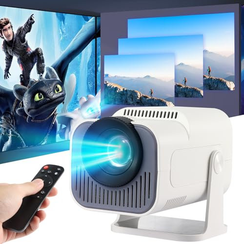 Mini Proyector,HY320 Mini Proyector Portatil, Proyector para Movil, 4K Proyector con Android 11, WiFi 6, BT 5.0, Giro de 180 Grados, Keystone Automático, Compatible Teléfono/PC/Lap (Blanco)