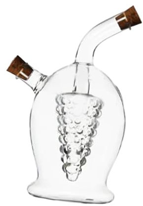 F Fityle Bottiglia 2-in-1 per Olio e Aceto, Dispenser Doppio Design Creativo Antigoccia, 400ml+50ml per Cucina