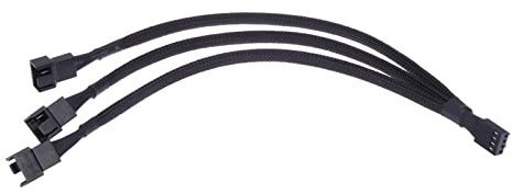 XFUYI 4 Broches 1 à 3 Voies PWM câble répartiteur de Ventilateur à Manchon Noir câble d'extension d'alimentation de Ventilateur de Refroidissement CPU 4 Broches Femelle à 3X 4 Broches mâle ABS