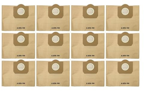 XLZACDMB Sac À Poussière De Rechange avec Filtre Hepa, Compatible avec Les Aspirateurs Karcher, MV3 WD3 WD3200 WD3300 A2204 A2656 WD3.500P SE4001 SE4002(12PCS)