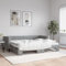 LAPOOH Tagesbett Ausziehbar mit Matratze Hellgrau 80x200 cm Stoff, Schlafsofa, Daybed, Bettsofa, Sofa Bed, Sofabett, Schlafcouch, Jugendbett, Bettgestell, Bettcouch - 3196591