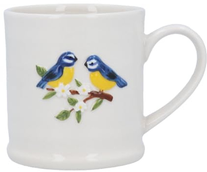 Gisela Graham Stoneware Bird Mug, Embossed Blue Tit Design