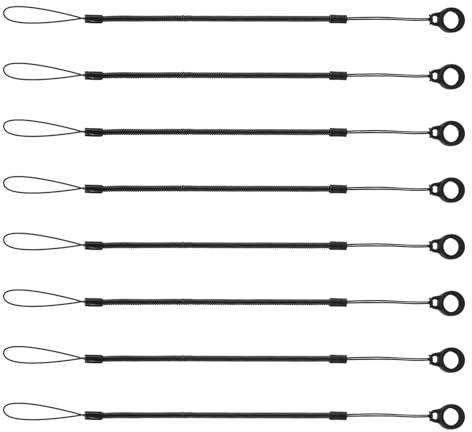 BOXOB 8pcs Silicone Elastic Tether Lanyard, 11.81 Inch Retractable Spring Coil Strap for Stylus Pen Leash Anti-Lose Stylus Tether Cord for Tablet Touchscreen Drawing Pen Holder (Black)