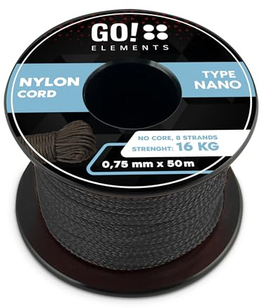 GO!elements Nano Cord | Maurerschnur | filigran, dünn & extrem stabil | 100% Nylon Seil | ø 0,75mm - Kernlos - Max. 16 KG - reißfest | Reepschnur für DIY, Camping | Nylonschnur | Kordel