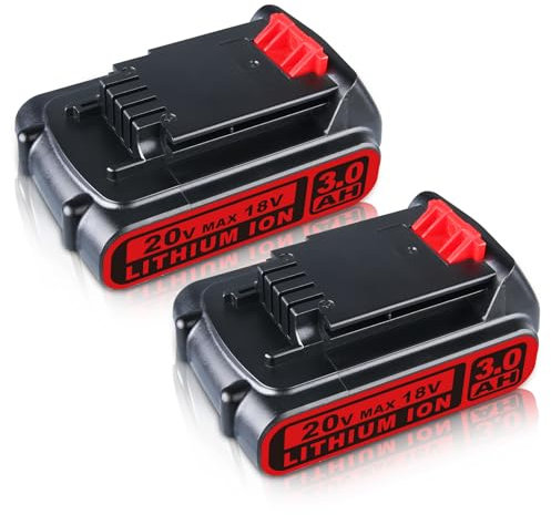 2 Pack 3.0Ah LBXR20 18V Li-ion Battery Replacement for Black and Decker 18V Battery Compatible with Black and Decker LBXR20 LB20 LBX20 LBX4020 Tools