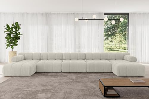 ALTDECOR Modulares Sofa Ecksofa in U-Form Corner modular Sofa Eckcouch Couch Wohnlandschaft Cauchsofa Polstersofa Tesso-U3-475x160x70 cm Hellgrau