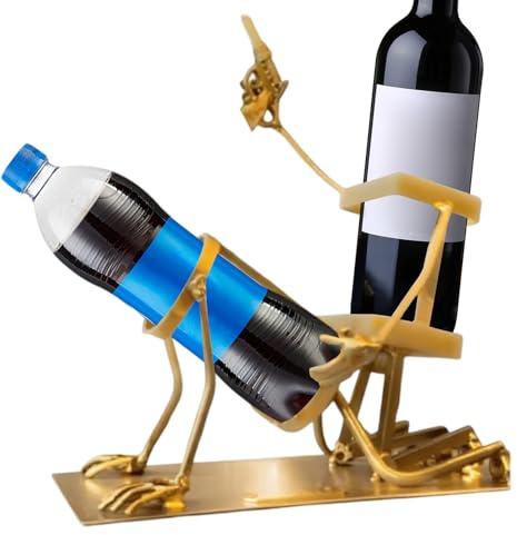 Generisch Skull Cola and Wine Bottle Stand Funny Metal Skeleton Bar Whiskey Beer Steampunk Style Drink Display Stand Prank Gift For Adults Wine Rack Counter