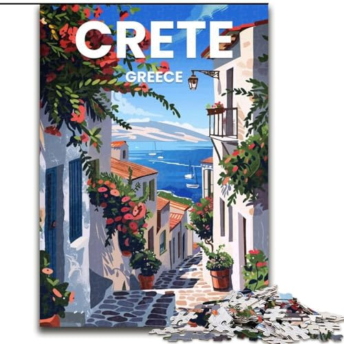Puzzle für Erwachsene, 1000 Teile, Insel Kreta, geeignet für Personen ab 14 Jahren, Lernspiel, Herausforderung, Spielzeug, Geschenk zum Geburtstag (38x26cm), 1000 Teile