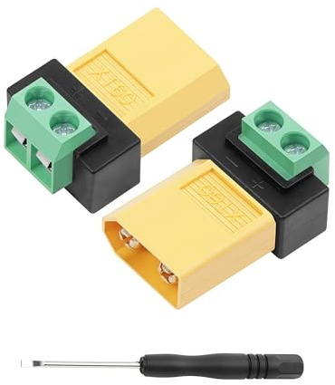 GELRHONR XT60 Adapter,XT60 Stecker auf 2-Polige Klemmen Adapter,Lötfreie Verbindung für Lithium-Akkus, RC-Modelle, Drohnen und DIY-Projekte (2 Stück)