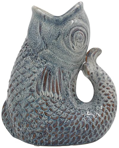 Lesser & Pavey Fish Aqua Fresh and Artificial Flower Jug 23cm | Artistic ceramic jug, Decorative flower container, Modern centerpiece, Fresh or dried blooms, Unique gifting choice
