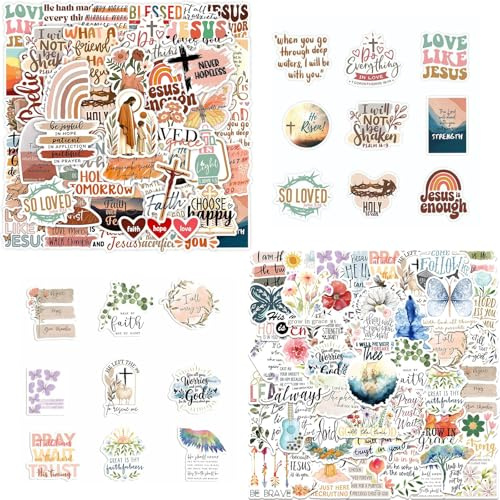 100 Stück Christliche Sticker Set Bibelvers Aufkleber Wasserdichte Vinyl Sticker für Scrapbooking Journaling Wasserflaschen Laptop Bibel Zubehör Aesthetic Sticker für Erwachsene und Kinder