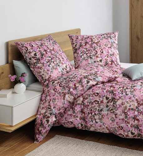 Janine modern Art S 42171 Mako-Satin Bettwäsche, 155x220,80x80, rosa naturell