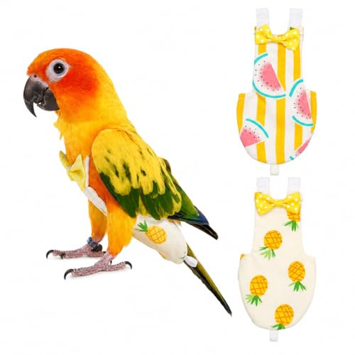 kleine Vogelwindel,Papagei Stoffwindeln,Kleidung wiederverwendbar waschbarer Papageienwindel,für kleine Vogelwindel,Soft Liner Leak-Proof-Training Windel einstellbar,Haustierbedarf,2 Stück