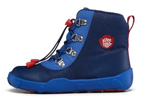 Affenzahn Winterstiefel Vegan Discovy warm gefüttert, wasserfest mit Schnürsenkel und Reißverschluss, Größe 21-32 Wal - Blau