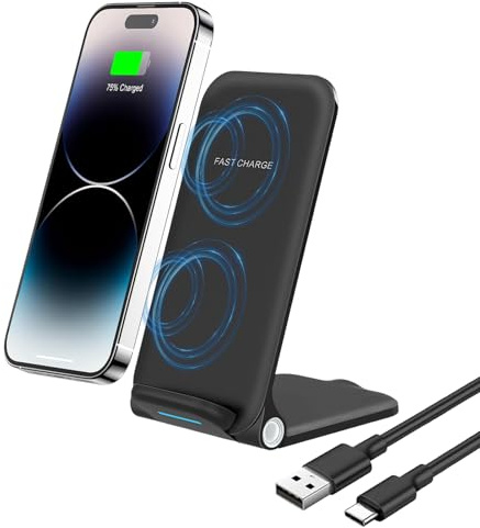 15W Foldable Wireless Phone Charger for Google Pixel 10 Pro XL 9 9a 9Pro 8 7, Fast Wireless Charger for iPhone 17 Pro Max 16 15 14 13 12 11, Wireless Charging Stand for Samsung Galaxy S26 S25 S24 S23