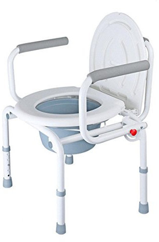 MSKAY Folding Bett Drop-Arm Bequeme Toilettenstuhl mit bequemen Eimer und Splash Guard