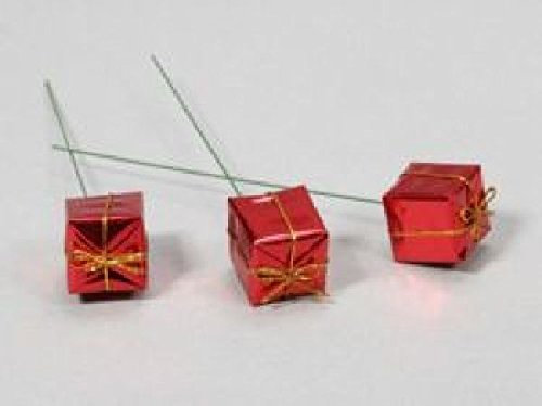 Schreiber Deko 60x Geschenkpäckchen am Pick/rot / 25x25mm