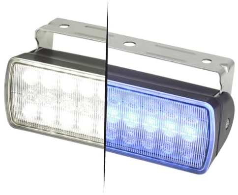HELLA MARINE Flutlicht 12-24V DC - 750 Lumen Sea Hawk XL - Schwarzes Gehäuse - Schwenkbare Schraubbefestigung - Lichtfarbe Weiß - Blau - Deckscheinwerfer Bootsscheinwerfer 2LT 980 950-061