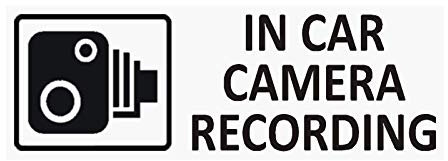 5 x in Car Camera Recording - Black onto Clear - Internal Window Car Van Truck Vehicle Taxi Mini Bus Camper Caravan CCTV Camera Recording Sticker Notice Sign C20