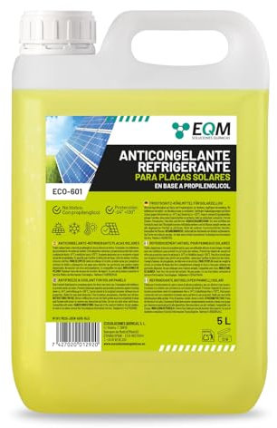 EQM - ECO-601 - Refrigerante-Anticongelante para Placa Solar - 5L - Líquido Caloportador con Base de Propilenglicol - No tóxico
