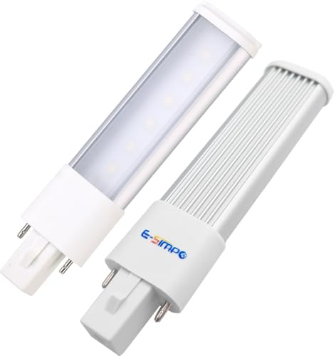E-Simpo 2pcs L135mm/5.3 2-Pack 4W G23 Bulb 2-Pin Plug-in Horizontal Retrofit Lamp CFL PLS-7W Replacement 110V 220V 180° View Angle Recessed Down Bulb (Warm White 3000-3500K)