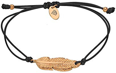 Max Palmer Armband mit Feder Anhänger [03.] - Band: schwarz | Anhänger: Rosegold