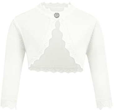 trudge Basic Bolero - Giacca a maniche lunghe, da bambina, per battesimo, colore: bianco / blu navy / nero / rosa / rosso Bianco A. 140 cm