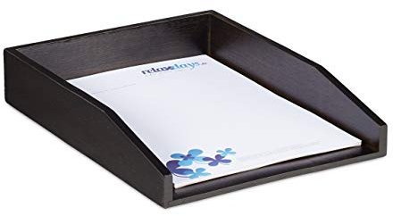 Relaxdays 10 x Dokumentenablage, stapelbar, DIN A4 Papier, Büro, Schreibtisch, Briefablage aus Bambusholz, 6,5x25x33,5 cm, braun