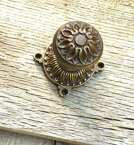 Antikas - Schmaler Messing Knauf für Haustür antik, mit schöner Rosette (feststehend)