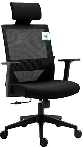Cherry Tree Furniture Joni High Back Mesh Office Chair with Headrest (Black)